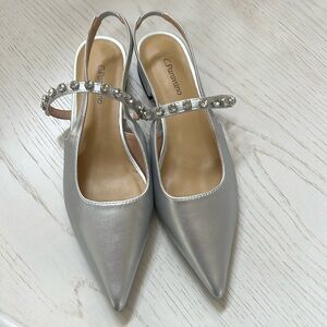 C.Paravano Crystal Strap Mary Jane for Women Pointed Toe Flats